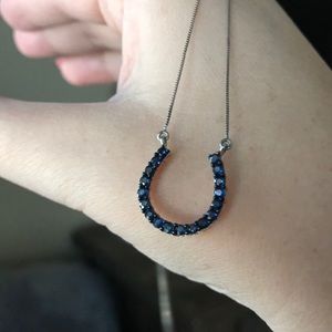 Zales Blue Sapphire 14K Horseshoe Necklace